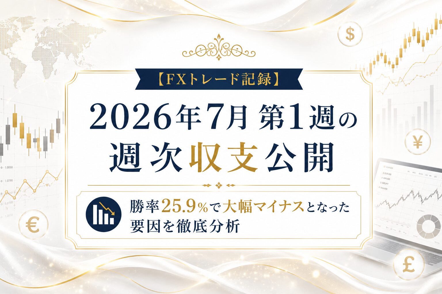 【FXトレード記録】2026年7月第1週の週次収支公開｜勝率25.9%で大幅マイナスとなった要因を徹底分析